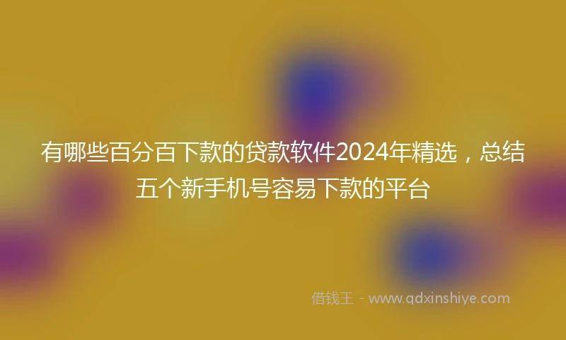 有哪些百分百下款的贷款软件2024年精选，总结五个新手机号容易下款的平台