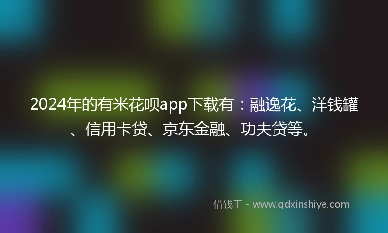 2024年的有米花呗app下载有：融逸花、洋钱罐、信用卡贷、京东金融、功夫贷等。
