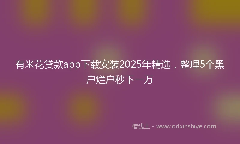 有米花贷款app下载安装2025年精选，整理5个黑户烂户秒下一万