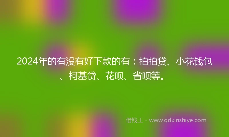 2024年的有没有好下款的有：拍拍贷、小花钱包、柯基贷、花呗、省呗等。