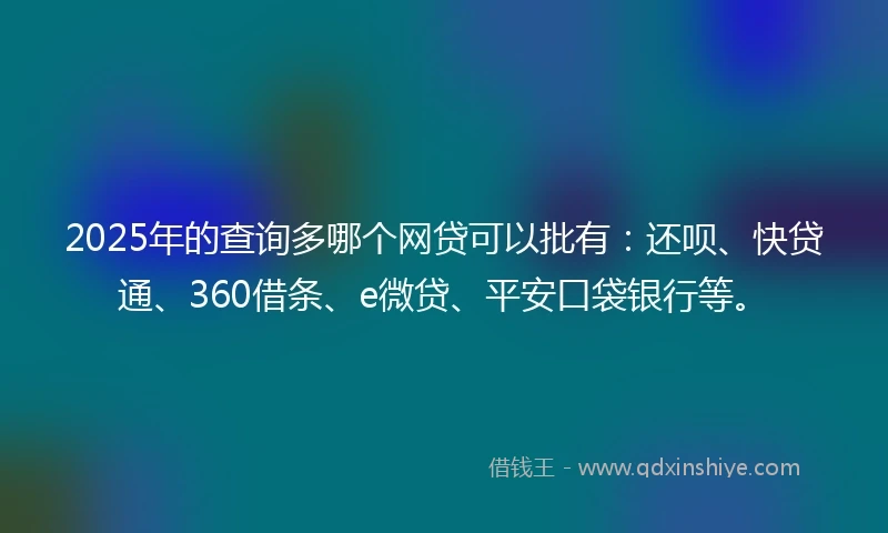 2025年的查询多哪个网贷可以批有：还呗、快贷通、360借条、e微贷、平安口袋银行等。