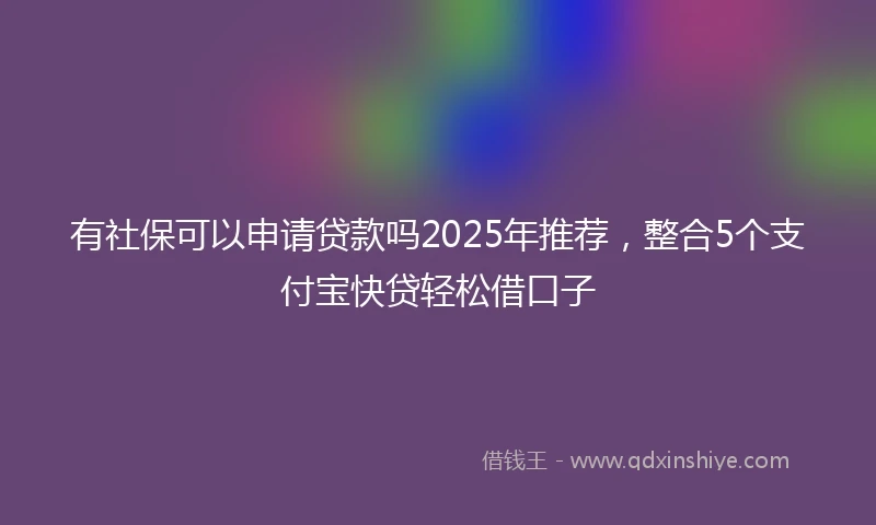 有社保可以申请贷款吗2025年推荐，整合5个支付宝快贷轻松借口子