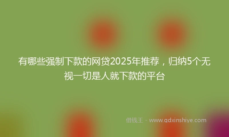 有哪些强制下款的网贷2025年推荐，归纳5个无视一切是人就下款的平台