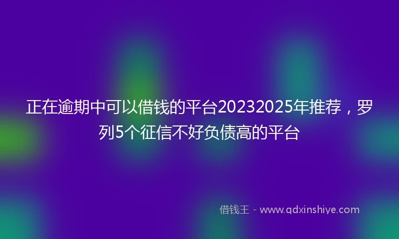 正在逾期中可以借钱的平台20232025年推荐，罗列5个征信不好负债高的平台
