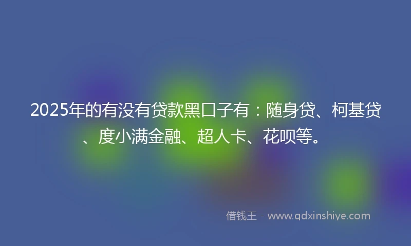 2025年的有没有贷款黑口子有：随身贷、柯基贷、度小满金融、超人卡、花呗等。