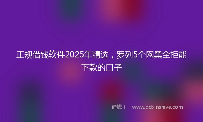 正规借钱软件2025年精选，罗列5个网黑全拒能下款的口子