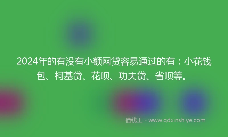 2024年的有没有小额网贷容易通过的有：小花钱包、柯基贷、花呗、功夫贷、省呗等。