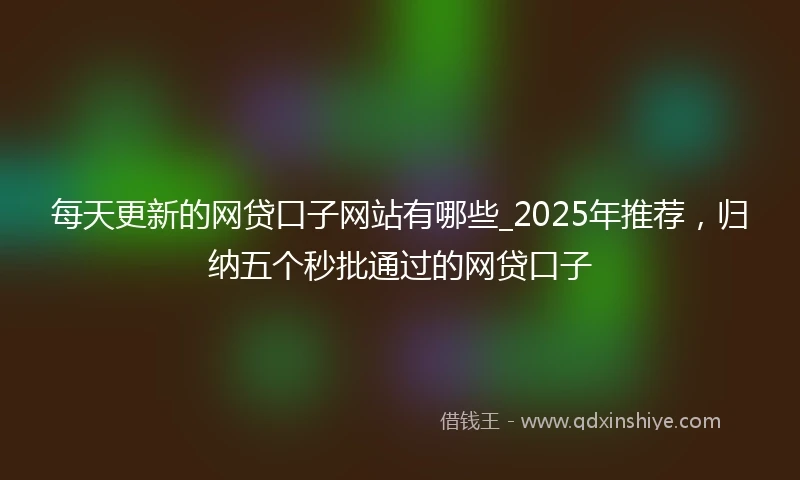 每天更新的网贷口子网站有哪些_2025年推荐，归纳五个秒批通过的网贷口子
