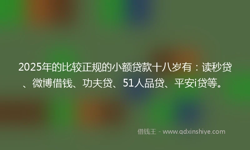 2025年的比较正规的小额贷款十八岁有：读秒贷、微博借钱、功夫贷、51人品贷、平安i贷等。