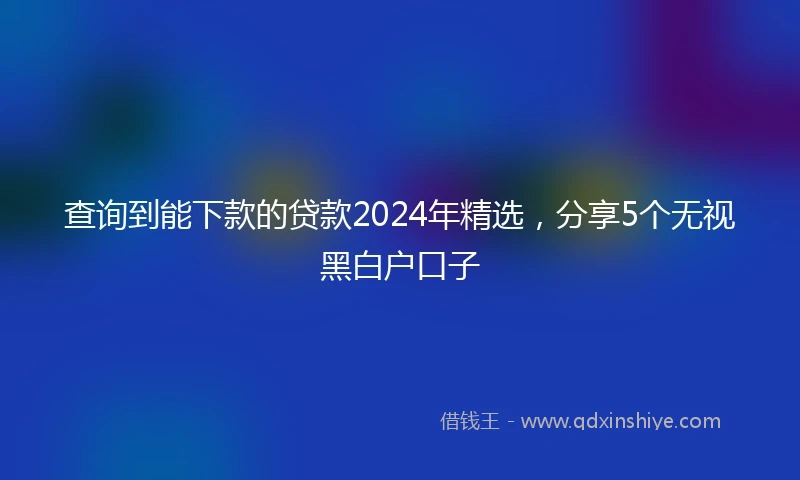 查询到能下款的贷款2024年精选，分享5个无视黑白户口子