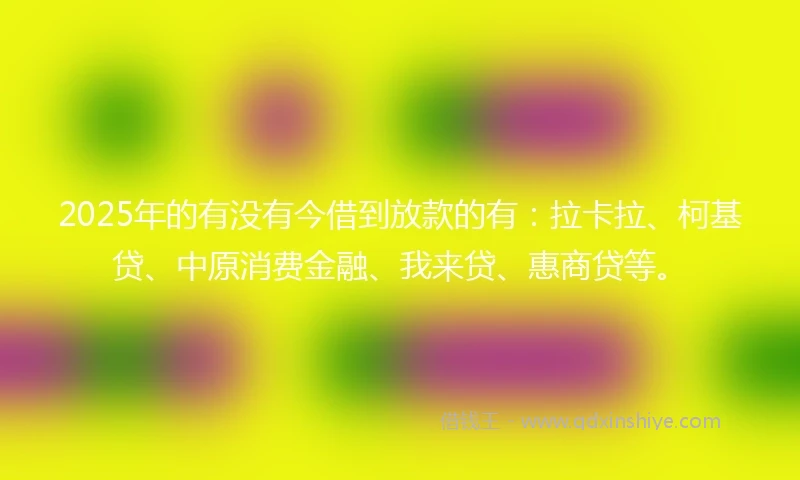 2025年的有没有今借到放款的有：拉卡拉、柯基贷、中原消费金融、我来贷、惠商贷等。