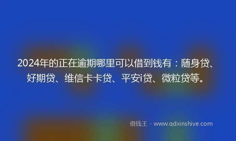 2024年的正在逾期哪里可以借到钱有：随身贷、好期贷、维信卡卡贷、平安i贷、微粒贷等。