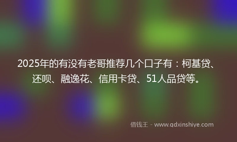 2025年的有没有老哥推荐几个口子有：柯基贷、还呗、融逸花、信用卡贷、51人品贷等。