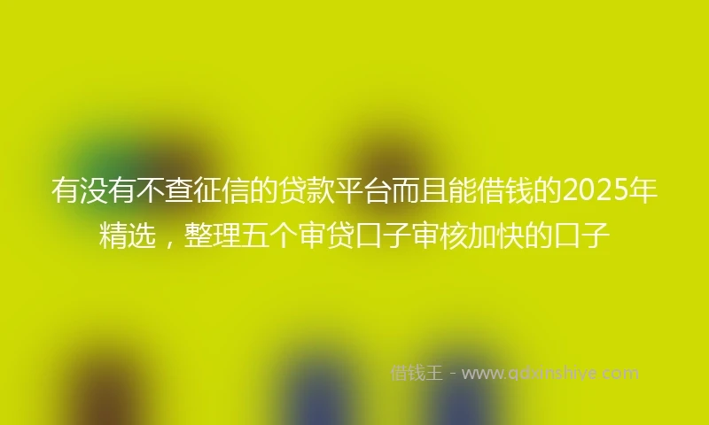有没有不查征信的贷款平台而且能借钱的2025年精选，整理五个审贷口子审核加快的口子
