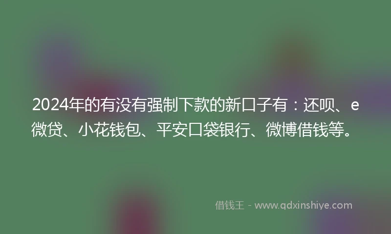 2024年的有没有强制下款的新口子有：还呗、e微贷、小花钱包、平安口袋银行、微博借钱等。