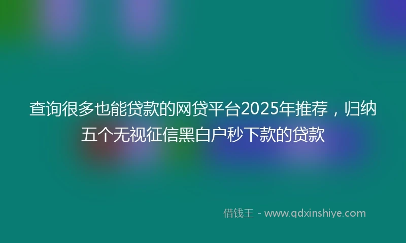 查询很多也能贷款的网贷平台2025年推荐，归纳五个无视征信黑白户秒下款的贷款