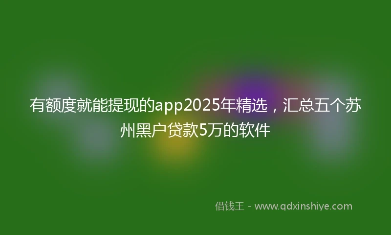 有额度就能提现的app2025年精选，汇总五个苏州黑户贷款5万的软件