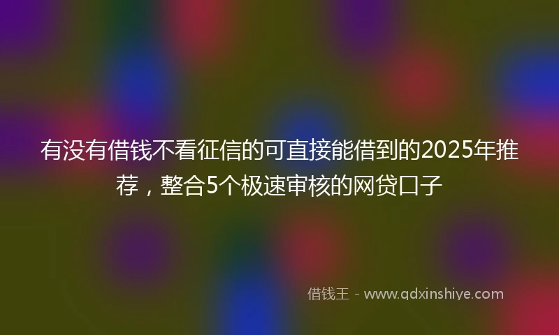 有没有借钱不看征信的可直接能借到的2025年推荐，整合5个极速审核的网贷口子