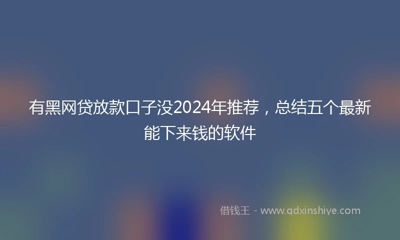 有黑网贷放款口子没2024年推荐，总结五个最新能下来钱的软件