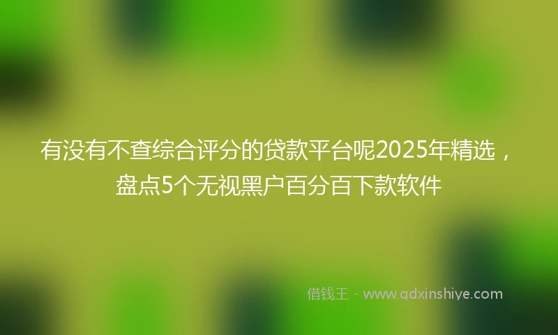 有没有不查综合评分的贷款平台呢2025年精选，盘点5个无视黑户百分百下款软件