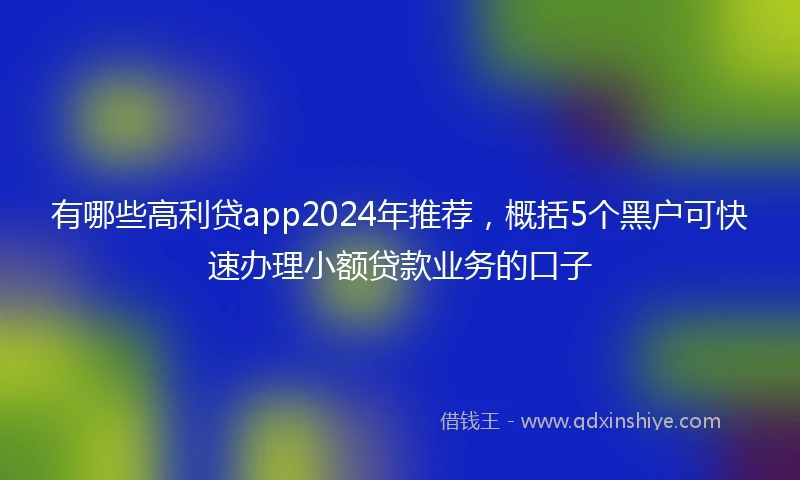 有哪些高利贷app2024年推荐，概括5个黑户可快速办理小额贷款业务的口子