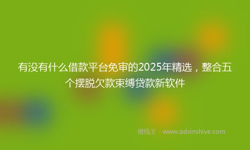 有没有什么借款平台免审的2025年精选，整合五个摆脱欠款束缚贷款新软件