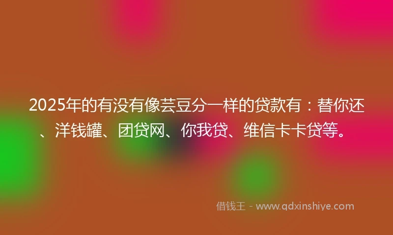 2025年的有没有像芸豆分一样的贷款有：替你还、洋钱罐、团贷网、你我贷、维信卡卡贷等。