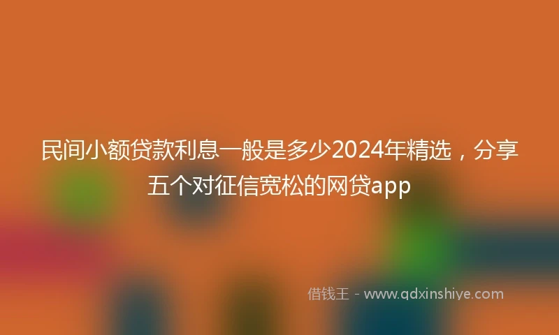 民间小额贷款利息一般是多少2024年精选，分享五个对征信宽松的网贷app