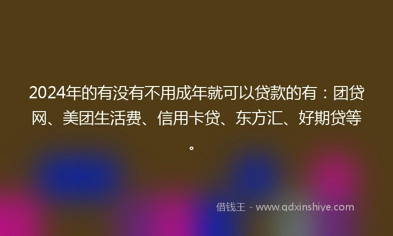 2024年的有没有不用成年就可以贷款的有：团贷网、美团生活费、信用卡贷、东方汇、好期贷等。
