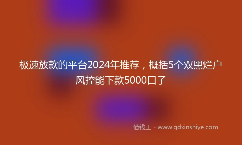 极速放款的平台2024年推荐，概括5个双黑烂户风控能下款5000口子
