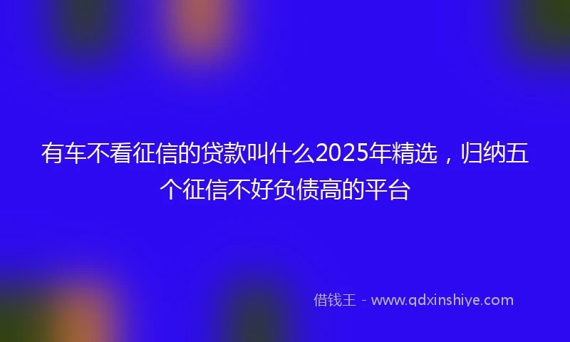 有车不看征信的贷款叫什么2025年精选，归纳五个征信不好负债高的平台