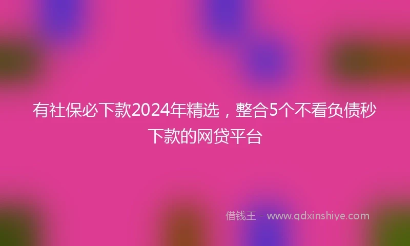 有社保必下款2024年精选，整合5个不看负债秒下款的网贷平台