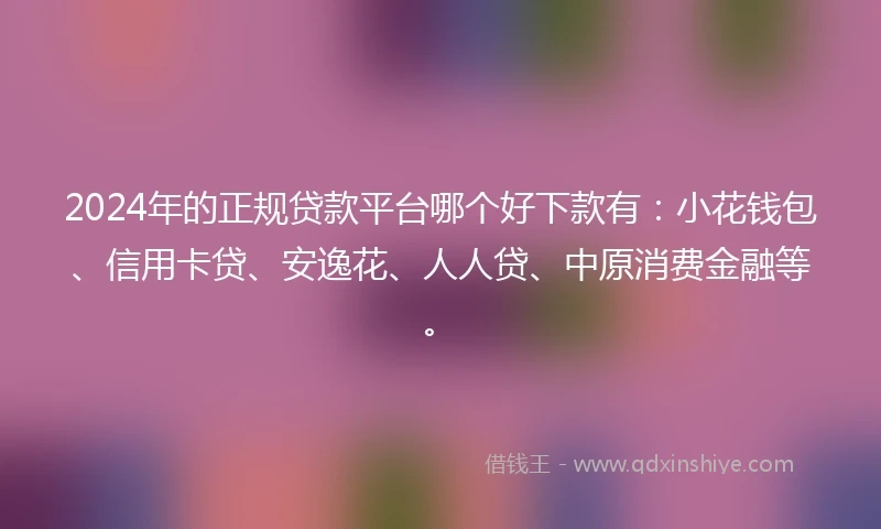 2024年的正规贷款平台哪个好下款有：小花钱包、信用卡贷、安逸花、人人贷、中原消费金融等。