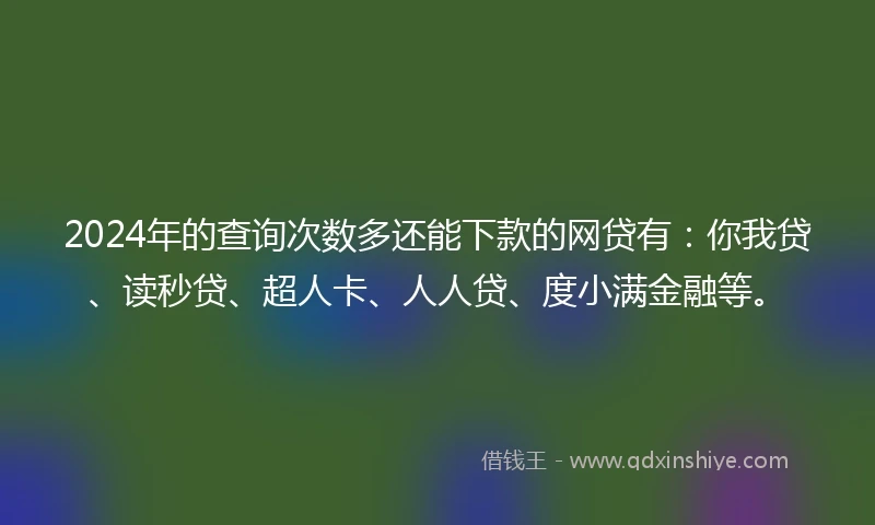 2024年的查询次数多还能下款的网贷有：你我贷、读秒贷、超人卡、人人贷、度小满金融等。