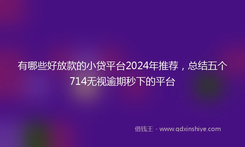 有哪些好放款的小贷平台2024年推荐，总结五个714无视逾期秒下的平台