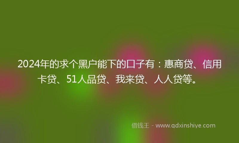 2024年的求个黑户能下的口子有：惠商贷、信用卡贷、51人品贷、我来贷、人人贷等。