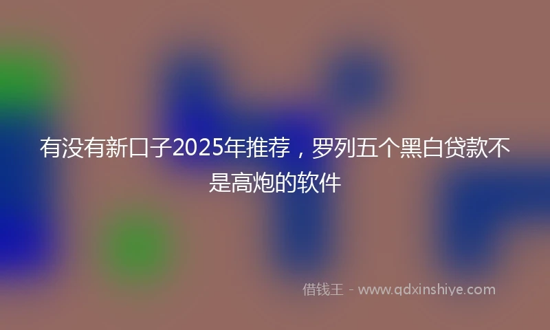 有没有新口子2025年推荐，罗列五个黑白贷款不是高炮的软件