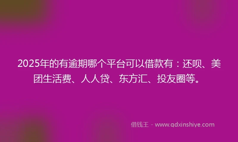 2025年的有逾期哪个平台可以借款有：还呗、美团生活费、人人贷、东方汇、投友圈等。