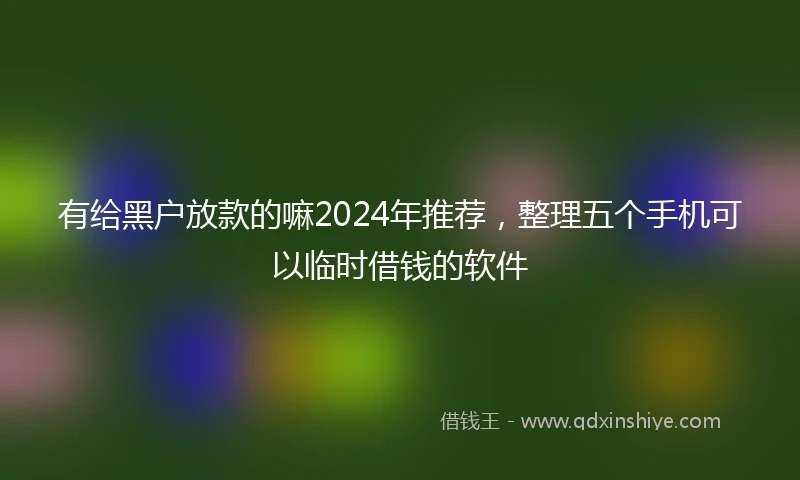 有给黑户放款的嘛2024年推荐，整理五个手机可以临时借钱的软件