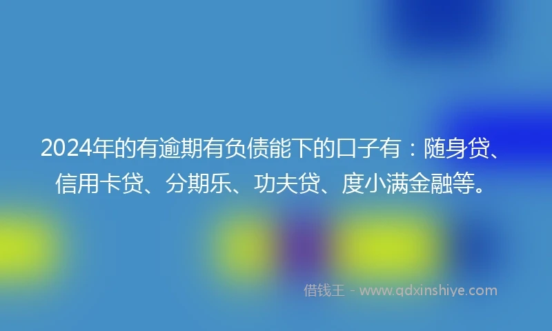 2024年的有逾期有负债能下的口子有：随身贷、信用卡贷、分期乐、功夫贷、度小满金融等。