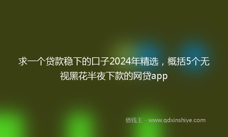 求一个贷款稳下的口子2024年精选，概括5个无视黑花半夜下款的网贷app