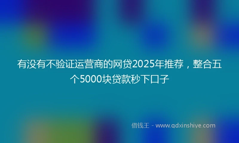有没有不验证运营商的网贷2025年推荐，整合五个5000块贷款秒下口子