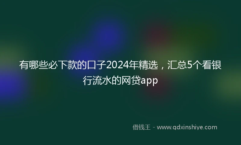 有哪些必下款的口子2024年精选，汇总5个看银行流水的网贷app