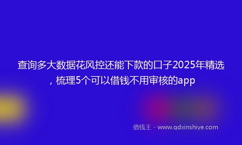 查询多大数据花风控还能下款的口子2025年精选，梳理5个可以借钱不用审核的app