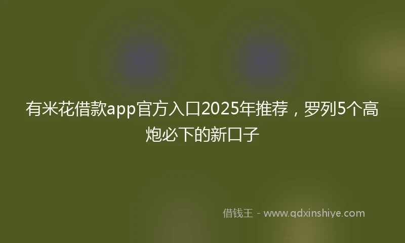 有米花借款app官方入口2025年推荐，罗列5个高炮必下的新口子