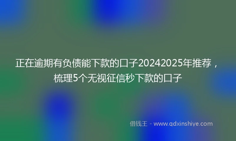 正在逾期有负债能下款的口子20242025年推荐，梳理5个无视征信秒下款的口子