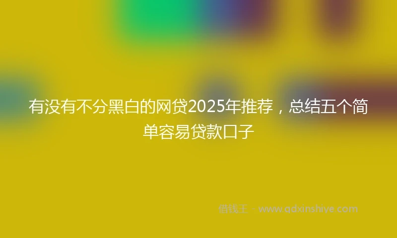 有没有不分黑白的网贷2025年推荐，总结五个简单容易贷款口子