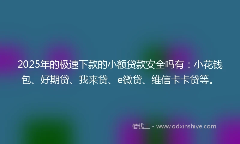 2025年的极速下款的小额贷款安全吗有：小花钱包、好期贷、我来贷、e微贷、维信卡卡贷等。