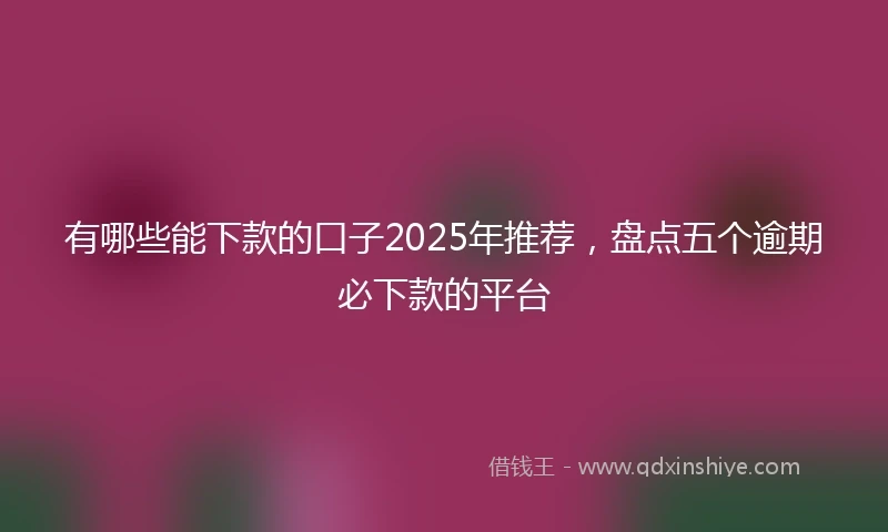 有哪些能下款的口子2025年推荐，盘点五个逾期必下款的平台