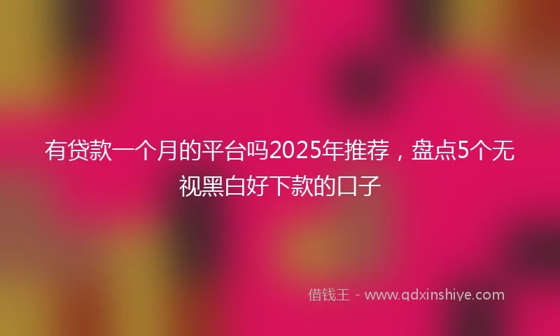 有贷款一个月的平台吗2025年推荐，盘点5个无视黑白好下款的口子
